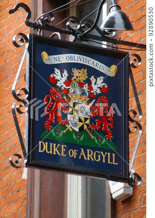 Sign ouside The Duke of Argyll Victorian pub in Soho, London, UK. 92890530