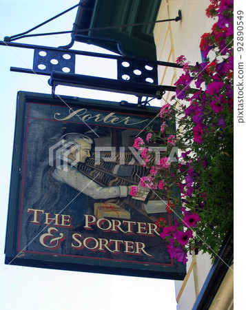 A pub sign on a wall outside The Porter and Sorter pub in Croydon. A pub sign on a wall outside The Porter and Sorter pub in Croydon. 92890549