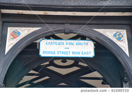 Sign on the entrance to Eastgate and Bridge Street Rows in Chester England Sign on the entrance to Eastgate and Bridge Street Rows in Chester England 92890550
