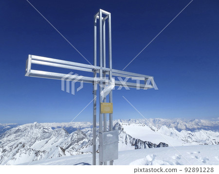 Summit cross Wilder Pfaff mountain, ski tour, Tyrol, Austria 92891228
