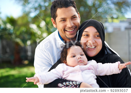 Were a blessed family. Portrait of a muslim family enjoying a day outside. Were a blessed family. Portrait of a muslim family enjoying a day outside. 92893037