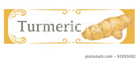 Turmeric label material using watercolor illustrations. Vector illustration. 92893092