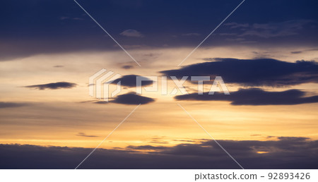 View of Dramatic Cloudscape during a colorful sunset or sunrise. View of Dramatic Cloudscape during a colorful sunset or sunrise. 92893426