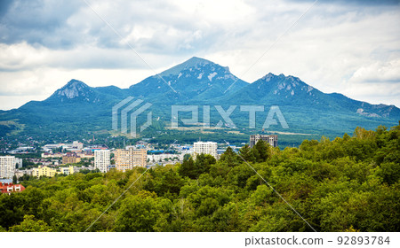 Landscape of Pyatigorsk, view of city on Beshtau Mount background, Russia 92893784