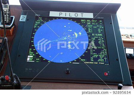 Automatic steering system in the wheelhouse of a cruise ship Automatic steering system in the wheelhouse of a cruise ship 92895634