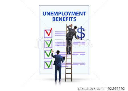 Concept with unemployment benefit form application Concept with unemployment benefit form application 92896392
