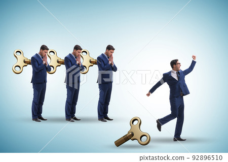 Concept of businessman escaping from office routine Concept of businessman escaping from office routine 92896510