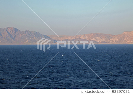 Sailing through the Babel-Mandeb Strait at the entrance to the Red Sea 92897021