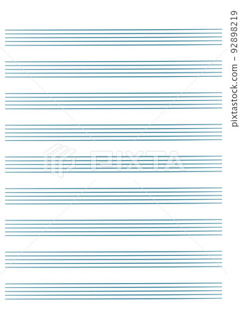 Graph paper. Printable grid paper with stave on a white background. A blank music sheet paper with staff. Geometric pattern for composition, education, school. Realistic lined paper blank size A4 92898219