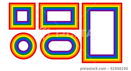 Flag LGBT icons, round and squared frames. Template border, vector illustration. Love wins. LGBT logo symbols in rainbow colors. Gay pride collection Flag LGBT icons, round and squared frames. Template border, vector illustration. Love wins. LGBT logo symbols in rainbow colors. Gay pride collection 92898298