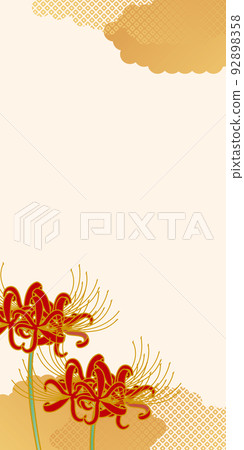 Cluster amaryllis and Japanese pattern background 92898358