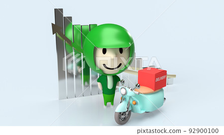 The driver and bike for delivery or transport concept 3d rendering 92900100