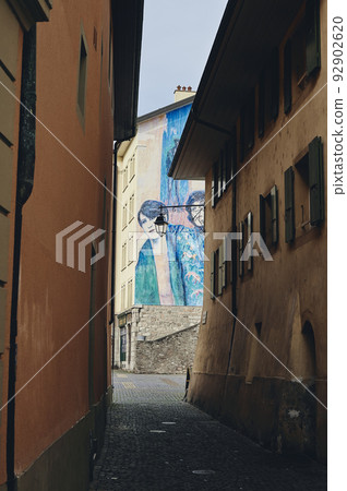 A landscape of old town of Vevey city, Switzerland. A landscape of old town of Vevey city, Switzerland. 92902620