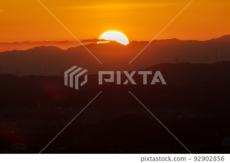 若草山的景色，生駒山方向的夕陽 4 92902856