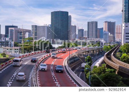 《Tokyo》 Metropolitan Expressway and tower apartment group/urban landscape 《Tokyo》 Metropolitan Expressway and tower apartment group/urban landscape 92902914