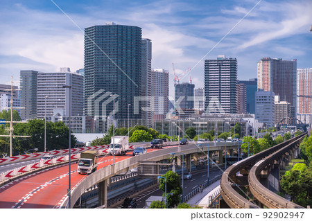 《Tokyo》 Metropolitan Expressway and tower apartment group/urban landscape 《Tokyo》 Metropolitan Expressway and tower apartment group/urban landscape 92902947