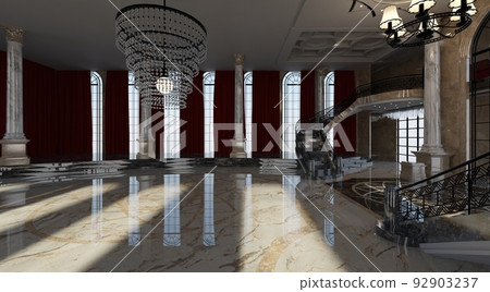 Ballroom in a palace interior 3d illustration 92903237