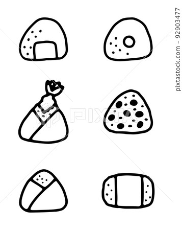 Various rice balls illustration set / line drawing Various rice balls illustration set / line drawing 92903477