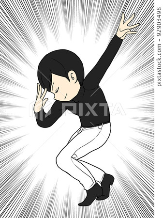 年輕人決定姿勢集中線 92903498