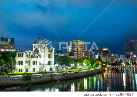 Hiroshima August 6th is the day of the atomic bombing. A view of the Motoyasu Bridge from the Atomic Bomb Dome. Lantern floating was done. Hiroshima August 6th is the day of the atomic bombing. A view of the Motoyasu Bridge from the Atomic Bomb Dome. Lantern floating was done. 92904027