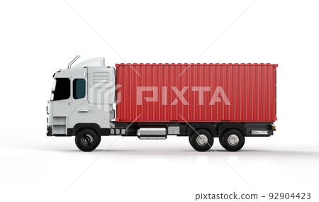 Logistic trailer truck or lorry with container on white background 92904423