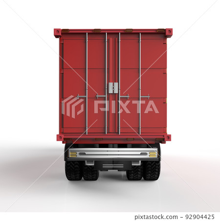 Logistic trailer truck or lorry with container on white background 92904425