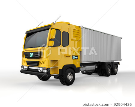 Ev logistic truck or lorry on white background Ev logistic truck or lorry on white background 92904426