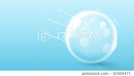 Barrier protective shield on blue abstract geometric background. Vector illustration 92904471