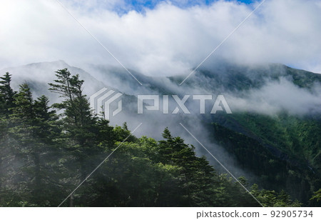 South of the Southern Alps, view of Mt. Kamikawachi from Seidaira, Japan 92905734
