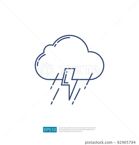 Lightning Cloud. Rainy season Weather Outline Icon Lightning Cloud. Rainy season Weather Outline Icon 92905784