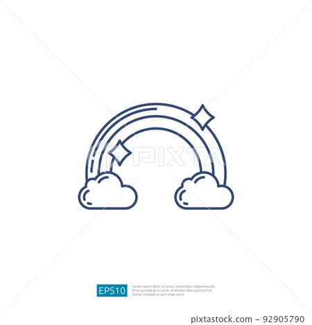 Rainbow and Cloud Vector Simple Icon 92905790
