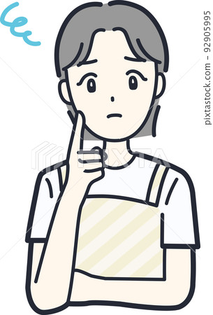 Illustration material of a housewife with a troubled pose with a negative expression Illustration material of a housewife with a troubled pose with a negative expression 92905995