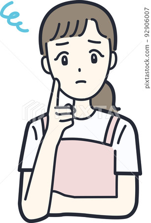 Illustration material of a housewife with a troubled pose with a negative expression Illustration material of a housewife with a troubled pose with a negative expression 92906007