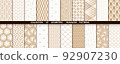 Geometric set of seamless gold and white patterns. Simpless graphics 92907230