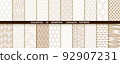 Geometric set of seamless gold and white patterns. Simpless graphics 92907231
