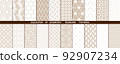 Geometric set of seamless gold and white patterns. Simpless graphics 92907234