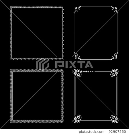 Set of decorative frames Elegant vector element for design in Eastern style, place for text. Floral black and white borders. Lace illustration for invitations and greeting cards. Set of decorative frames Elegant vector element for design in Eastern style, place for text. Floral black and white borders. Lace illustration for invitations and greeting cards. 92907260