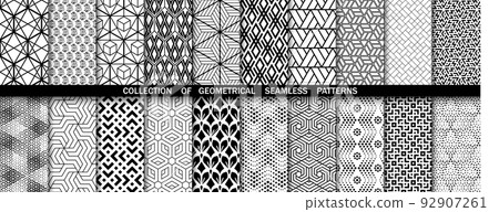 Geometric set of seamless black and white patterns. Simpless vector graphics 92907261