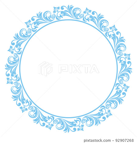 Decorative frame Elegant vector element for design in Eastern style, place for text. Floral blue and white border. Lace illustration for invitations and greeting cards Decorative frame Elegant vector element for design in Eastern style, place for text. Floral blue and white border. Lace illustration for invitations and greeting cards 92907268