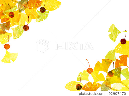 銀杏和銀杏油畫風格角框 92907470