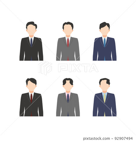 一個穿著西裝的男人的上身插圖（簡單） 92907494
