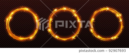 Circle frames with fire sparkle motion effect 92907693