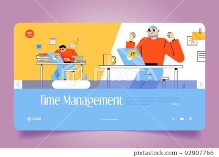 Time management landing page with office workers 92907766