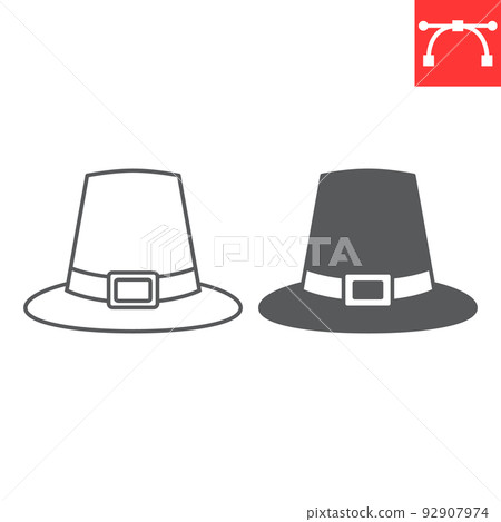 Pilgrim hat line and glyph icon, thanksgiving and traditional, thanksgiving hat vector icon, vector graphics, editable stroke outline sign, eps 10. Pilgrim hat line and glyph icon, thanksgiving and traditional, thanksgiving hat vector icon, vector graphics, editable stroke outline sign, eps 10. 92907974