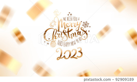 We wish you a Merry Christmas and Happy New 2023 Year. Vector card We wish you a Merry Christmas and Happy New 2023 Year. Vector card 92909189
