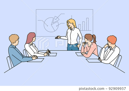 Businesswoman present project for employees 92909937