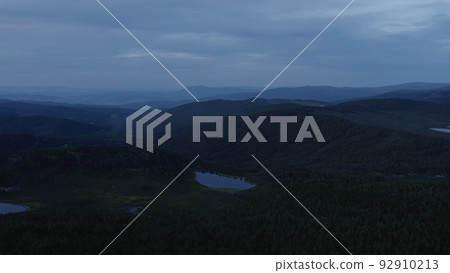 Dramatic sky and lakes in valley of Altai in evening time Dramatic sky and lakes in valley of Altai in evening time 92910213