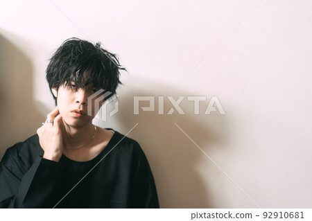 Portrait of young adult asian men with japanese hair style. 92910681