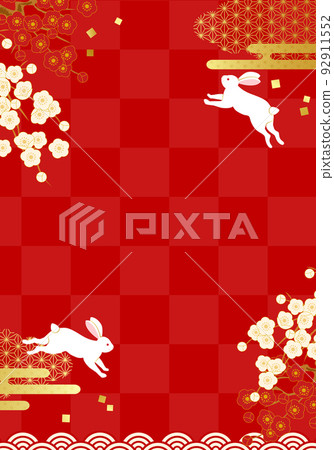 2023年新年銷售日式橫幅、海報背景（日式、新年、新年、日本、花卉、矢量圖 92911552