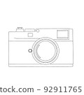 outine sketch of photo retro film Camera by hand writing, isolated on white background 92911765